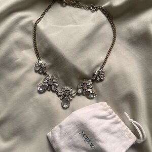 J. Crew Gold Crystal Floral Necklace